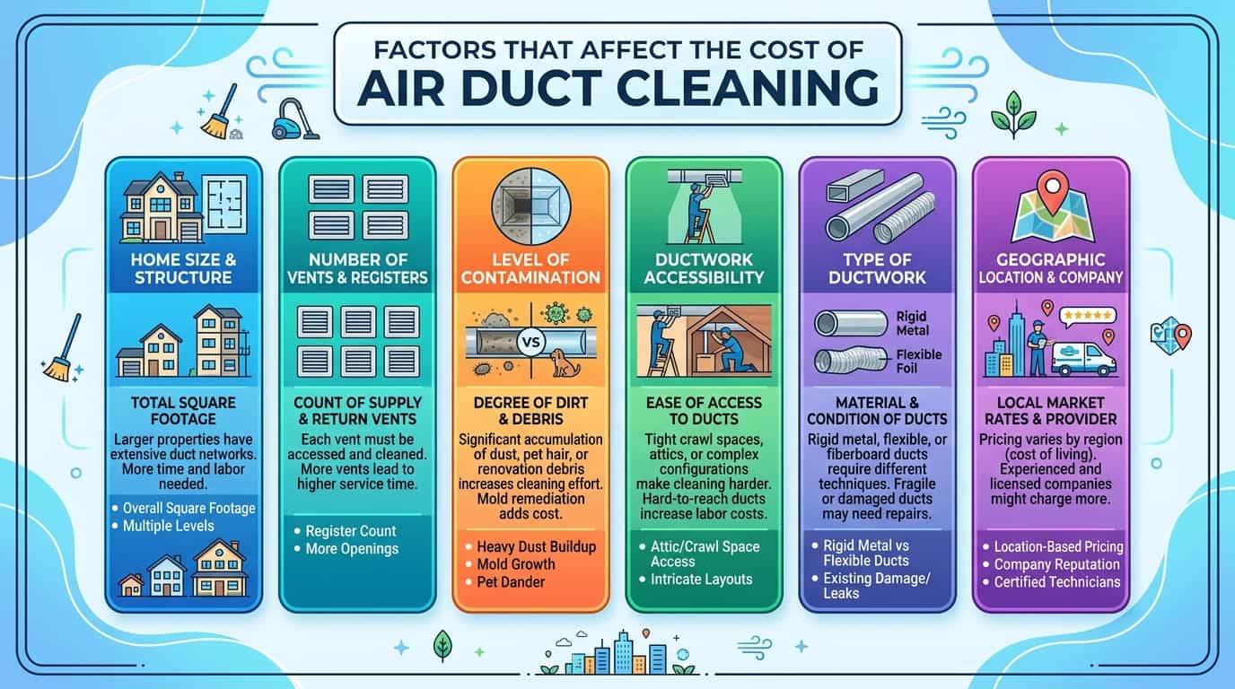 Factors That Affect the Cost of Air Duct Cleaning